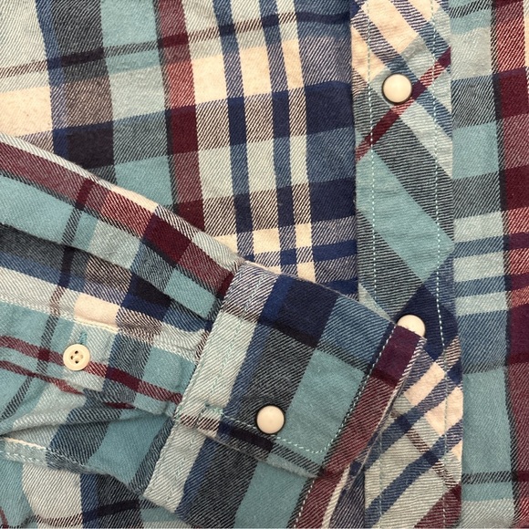 Vintage Sears Roebuck & Co Mens Blue Plaid Shirt Sz M Snap Button Cowboy Western - Picture 4 of 5